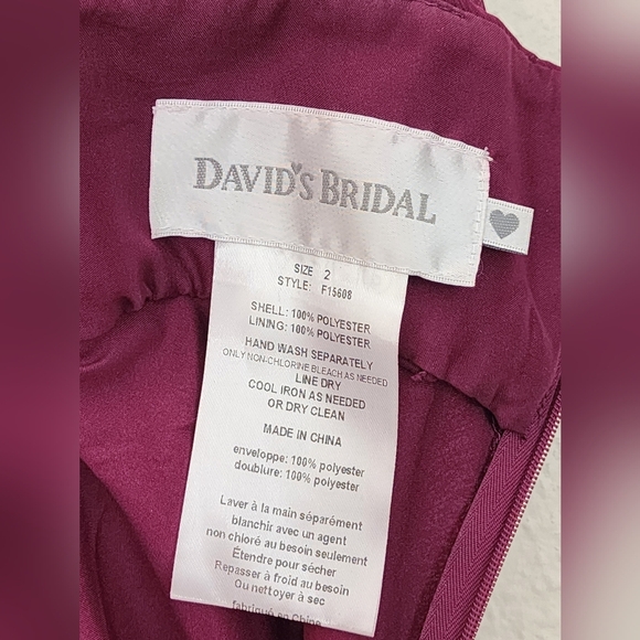 DAVIDS BRIDAL Magenta One shoulder chiffon gown, size 2 - Picture 6 of 7